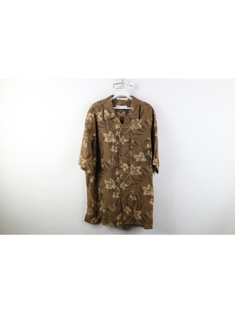Vintage 90s Streetwear Mens XL Faded Linen Blend Flower Camp Collar Button Shirt
